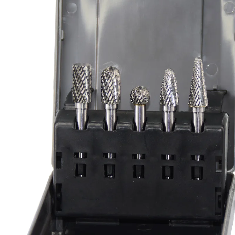 カーバイドバリセット5個1/4 ''シャンクダブルカッティングエッジタングステンカーバイドカーバイドロータリーファイルビットディグラインダーメタルウッド
