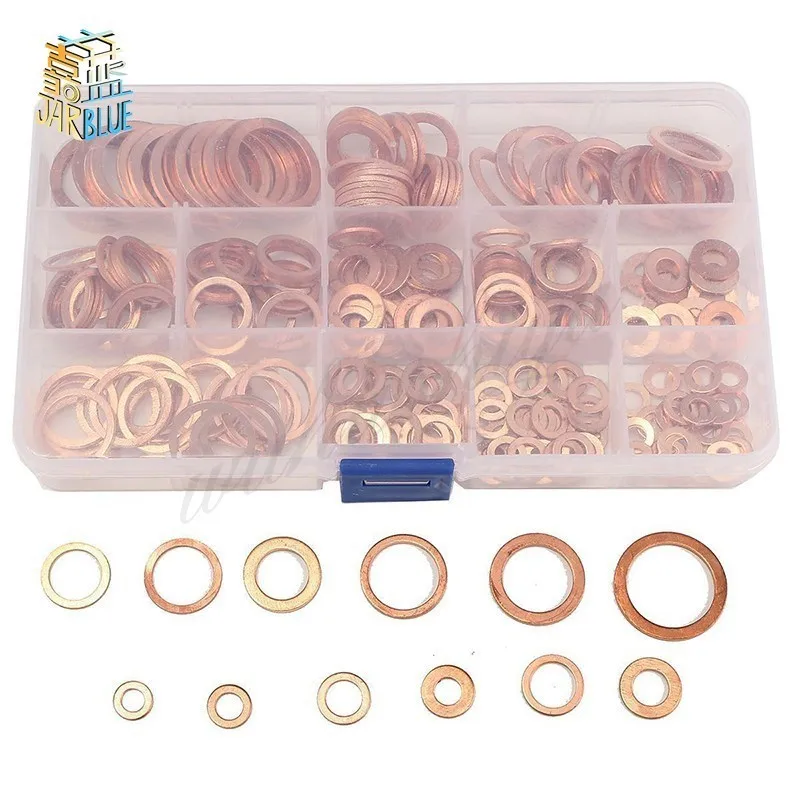 10Pcs/120Pcs /200Pcs /280PcsDIN7603 M5 M6 M8 M10 M12 M14 T3 Copper Sealing Washer Crush Washer Flat Seal Ring Fitting