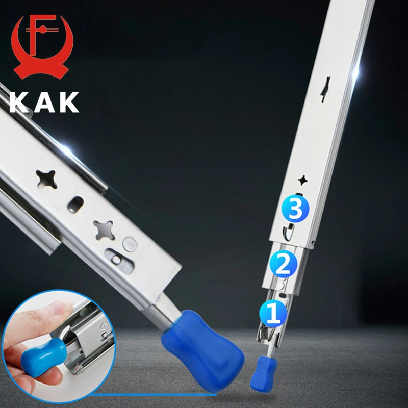 Imagem -06 - Kak Corredores de Gaveta com Fechadura Corrediça de 10 a 50 Polegadas com Rolamento de Esferas Três Dobras Extensão Completa Trilho Resistente Deslize de Gaveta Hardware