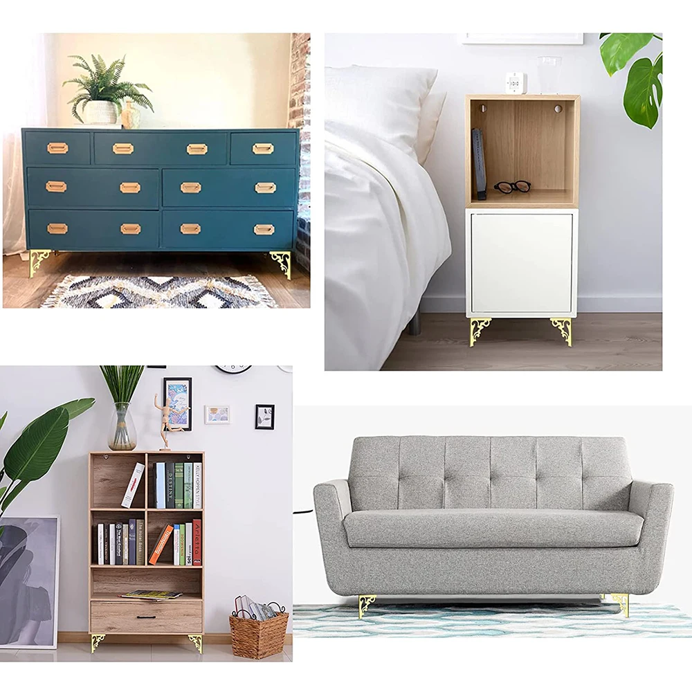 4pcs Metal Furniture Legs Feet, Pattern Hollow table legs,Modern Sofa Legs Bed Table Accessories Cabinet Replacement foot