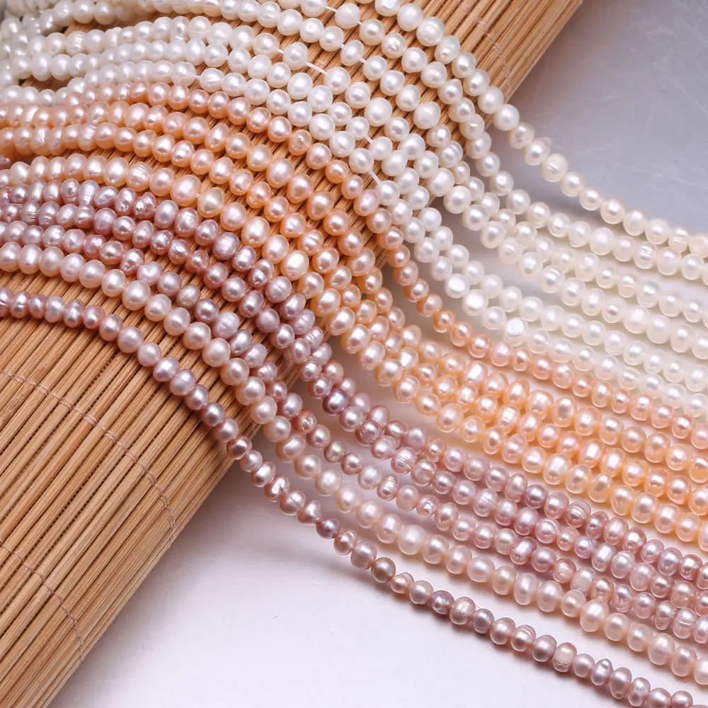 

High Quality Natural Freshwater Pearl Beads 36cm Punch Loose Beads for DIY Women Necklace Bracelet Jewelry Making Size 3-4mm