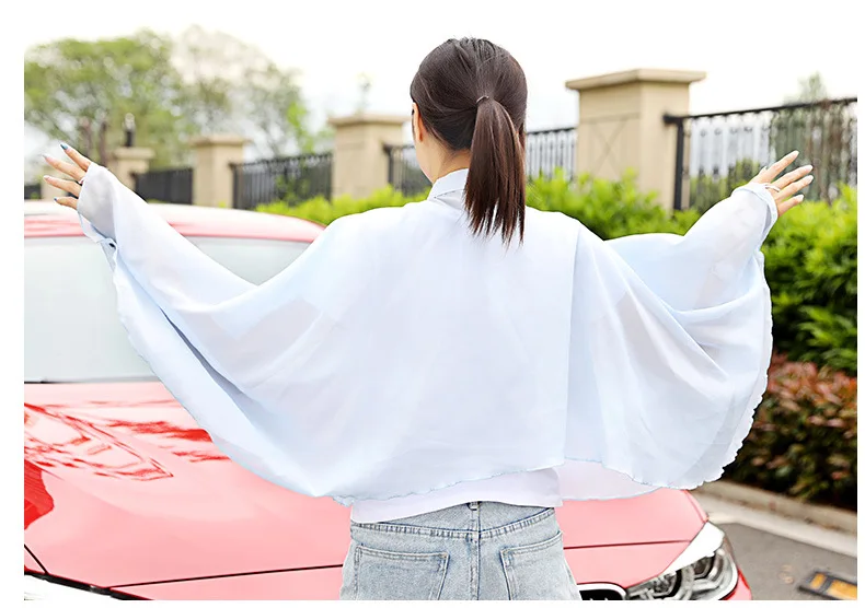 Spring sun shawl Cycling trip three buttoned chiffon broken flowers outdoor beach towel women