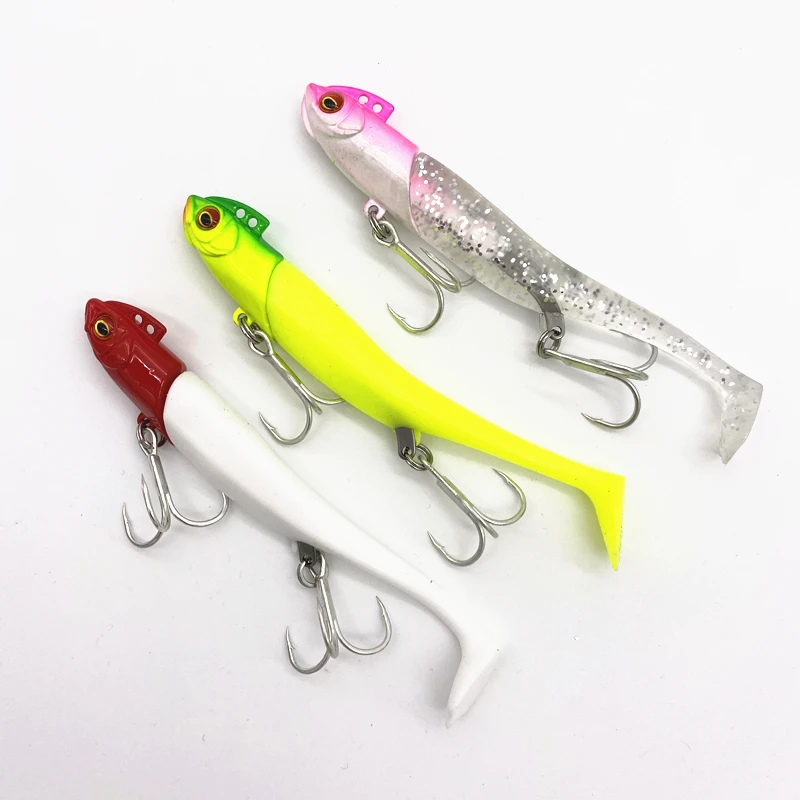 36g/40gSoft Lure Lead Head Wobbler Artificial Jigging Bait Silicone Sea Bass Lure pike Rockfish Grouper Carp Fishing Sea Fishing