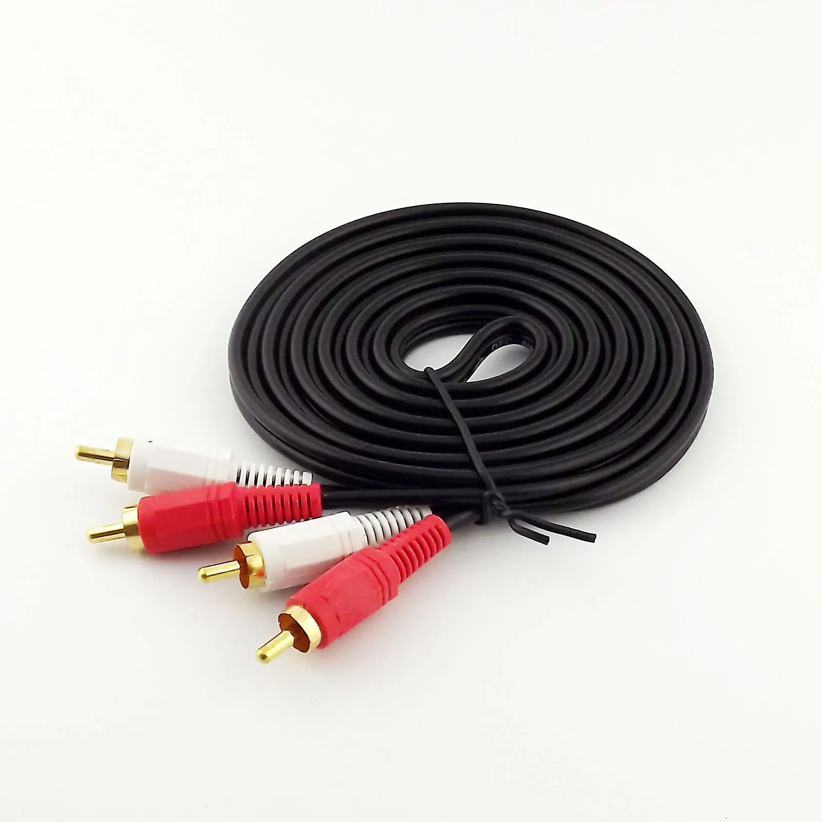 1 set 10FT / 3M Twin Phono 2 RCA Cable Audio Lead Gold Two Male TV Projector 2 RCA Cord