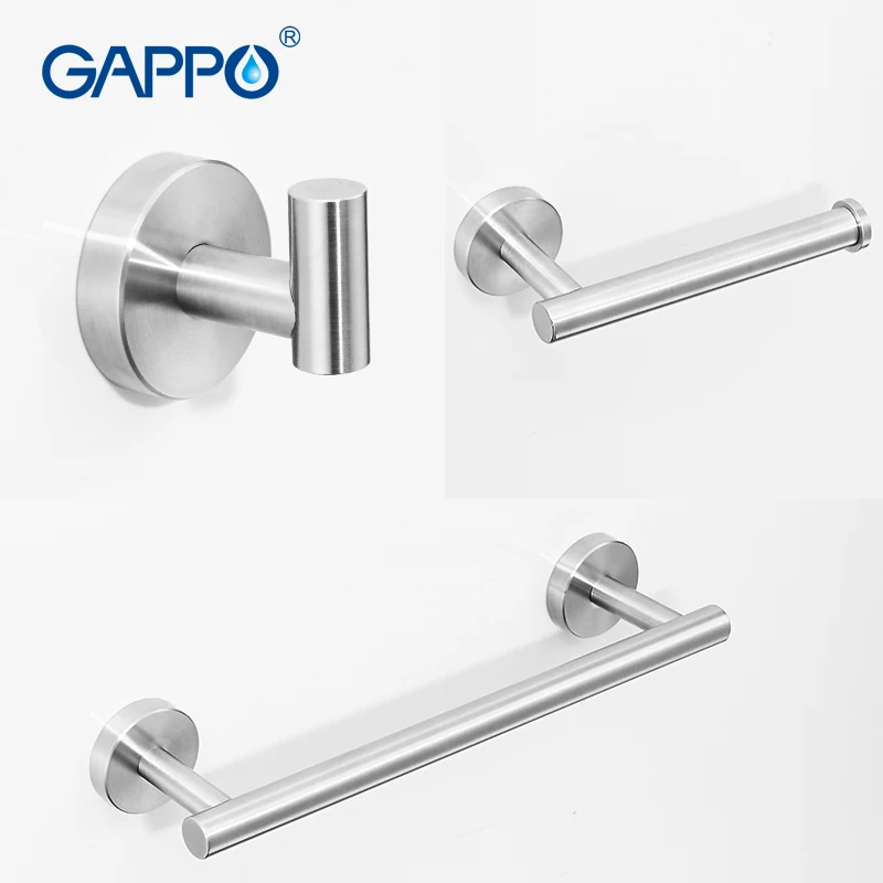 

GAPPO Gold Black Bathroom Hardware Set Black Robe Hook Single Towel Bar Robe Hook Paper Holder Bathroom Accessories Y38124-2