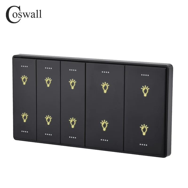 COSWALL Black Matt PC Panel Zigbee 3.0 On / Off Switch & Scene Switch Yandex, Normal EU Socket USB Charger TV RJ45 Modules DIY