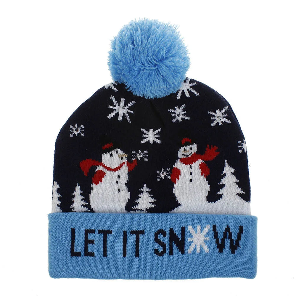 New Style! LED Christmas Hat Beanie Light Up Illuminate Warm Hat 48 Patterns New Year Snowman Sweater Hat Christmas Decorations