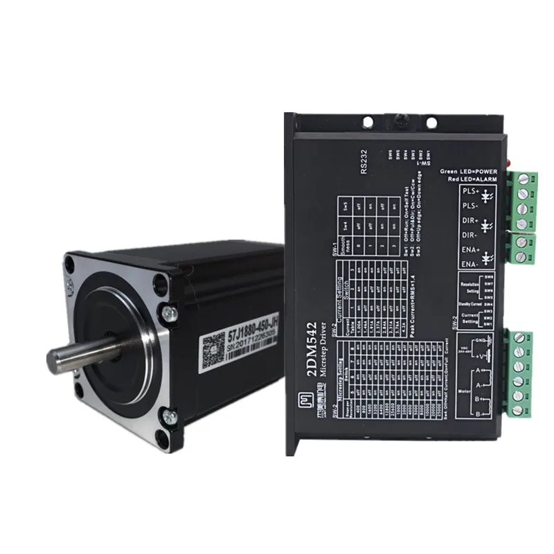 2NM NEMA23 2 phase stepper motor driver kit shaft 8mm DC36V for CNC machine 57J1880-450+2DM542-N