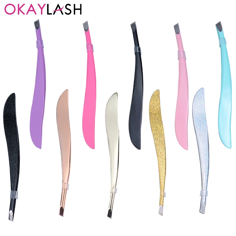 OKAYLASH Newest 1pcs/bag  Eyebrow Tweezer Hair Removal Slanted Puller Stainless Steel Eye Brow Trimmer Makeup Beauty Tools