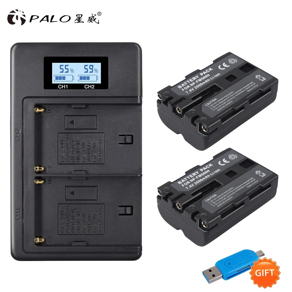 

PALO NP-FM500H NP FM500H Battery & LCD Charger for Sony Alpha A57 A65 A77 A99 A100 A200 A300 A500 A900 A700 Camera