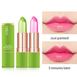 1PC Aloe Vera Color Changing Jelly Lipstick Is Not Easy To Fade Lipstick Lasting Hydrating Moisturizing Color Lip Balm Cosmetic