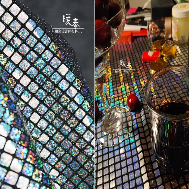 Square Sequined Rainbow Gauze Fabric DIY Patchwork Party Decor Props Skirts Wedding Dress Metallic Clothes Designer Fabric