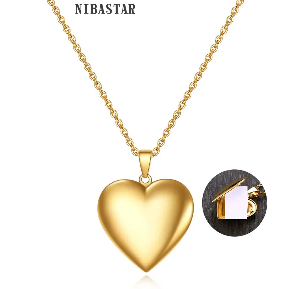 Romantic Heart Photo Frame Necklaces for Women Gifts Can Be Opened Stainless Steel Promise Love Keepsake Jewelry