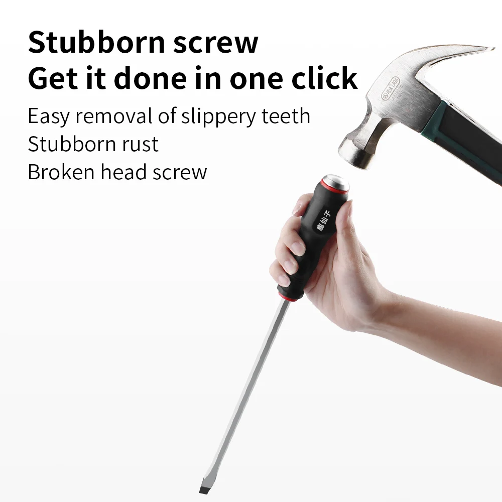 LUXIANZI Longer Slotted Phillips Screwdriver Hammerable Hand Tools For Car Repair Household Can be knocked Magnetic Screw Driver