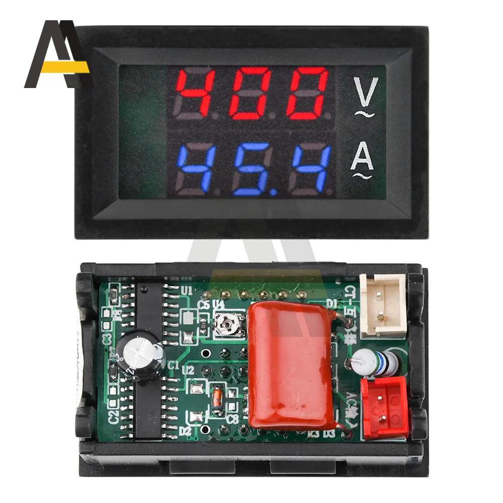 Medidor de corriente de voltaje Digital LED, amperímetro con transformador, 10A, 50A, 100A, CA, AC50-500V