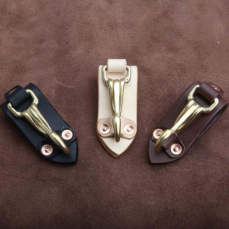 Handmade couro genuíno chaveiro para homens e mulheres, chaveiro do carro, bolso da carteira, suporte da cintura, chaveiros