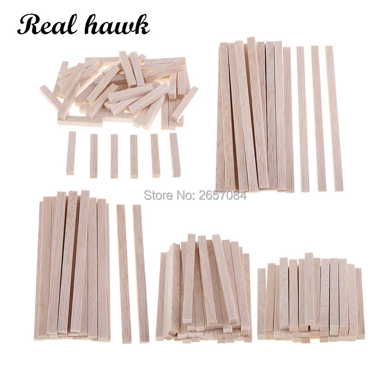 Bâton en bois de balsa carré pour enfants, cheville en bois, 3x3mm de long, 50mm, 80mm, 100mm, 130mm, 150mm, dernier modèle de nuits, ornements