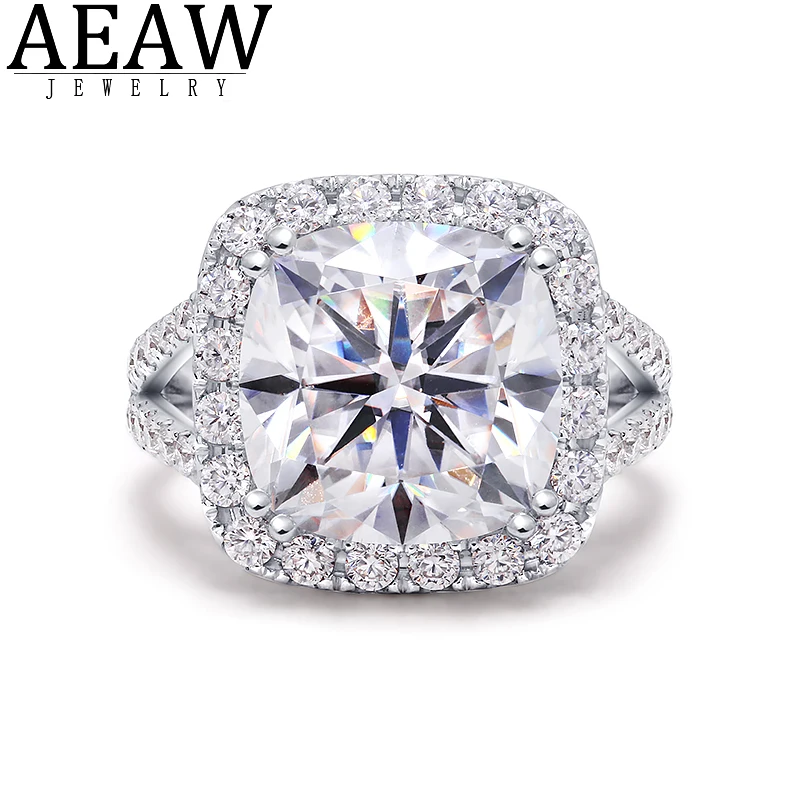 

Cushion Moissanite Engagement Ring main 3.0ct Stuning DF color White Stone Color solid 14K white Gold Rings Jewelry for Women