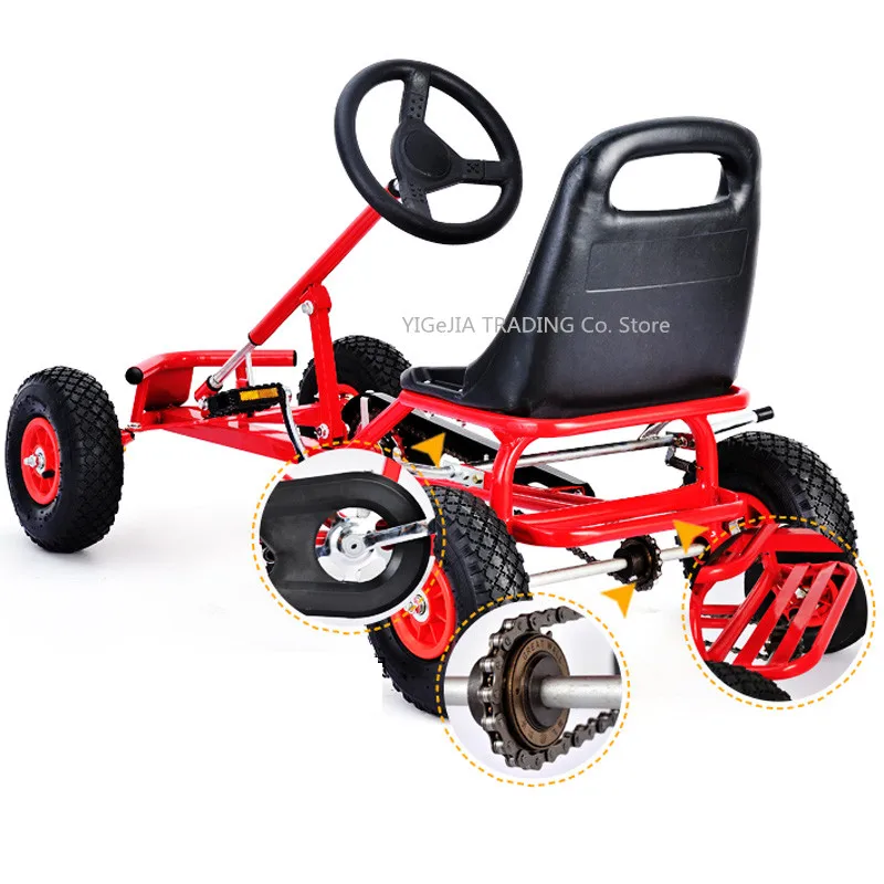 Children 12 inch air wheel Rubber Tyre pedal go karts, 4 wheeled Kids Exercise Go Kart