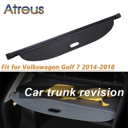 블랙 트렁크 소포 선반 커버, 폭스바겐 VW 골프 7 MK7 2014-2018 개폐식 후면 랙 스페이서 커튼, 자동차 액세서리, 1 세트