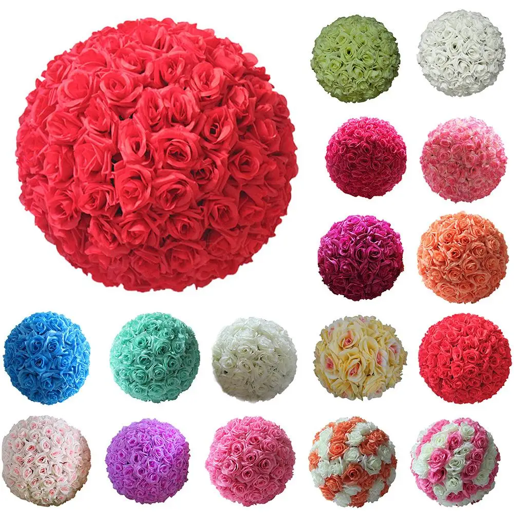 8 Inch Silk Flower Wedding Kissing Balls Pomander Decorative Hanging Flower Ball Centerpieces Rose Wedding Decoration Ball