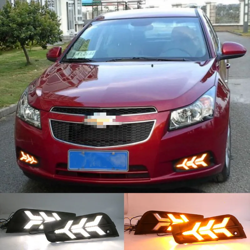 

2 шт. светодиодный светильник для chevrolet cruze 2009 2010 2011 2012 2013 2014 DRL Дневной ходовой светильник Дневной светильник с сигналом поворота