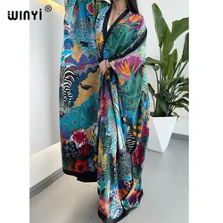 Nahen Osten Herbst 2021 WINYI Frauen Strickjacke Lose Lange Kleid Cocktail Party Boho Maxi Afrikanischen Urlaub Batwing Hülse Silk Robe