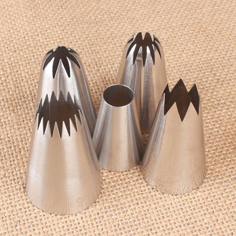 5pcs/set Large Metal Cake Cream Decoration Tips Pastry Tools Stainless Steel Piping Icing Nozzles Cupcake Head Dessert Decorator