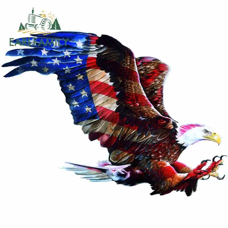 

EARLFAMILY 13cm x 9.8cm For Bald Eagle Personality Creative Car Stickers Windows Decal Waterproof Graphics 3D For JDM SUV RV