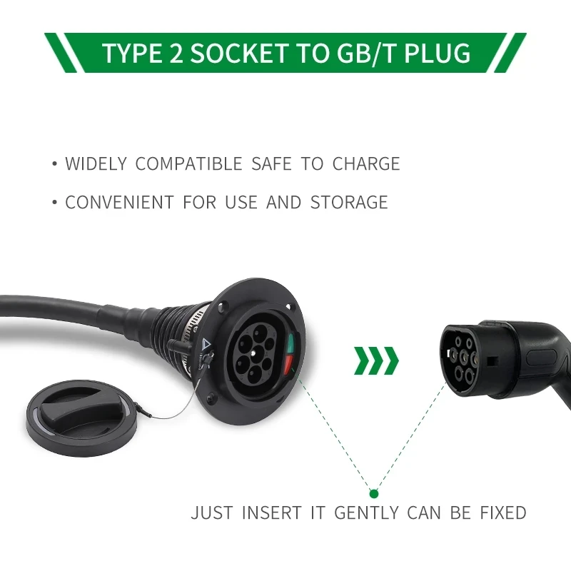 

IEC 62196 Type 2 to GB/T EVSE Adapter 32A 3P / This Adapter Use to Charge A GB/T Electric Car On IEC 62196 Type 2 EV Chargers