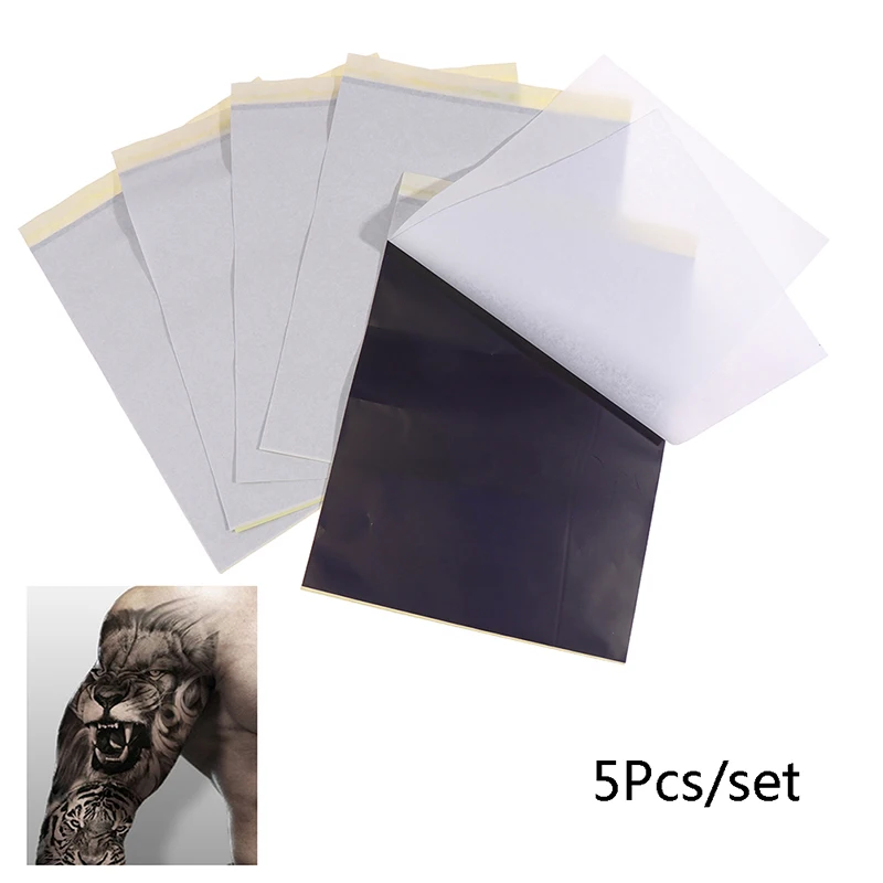 Papier de transfert thermique pour tatouage, fournitures de tatouage, copie de Papier de traçage carbone, copieur de tatouage, pochoir Tatuagem, 5 pièces