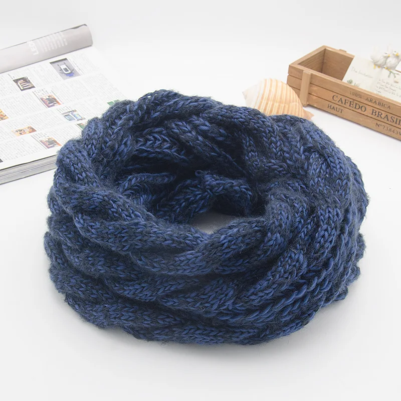 Knitted Snood Scarf for Women Circle Ring Scarf Loop Foulard Chunky Colorful Soft Warm Winter Scarf Man New Fashion