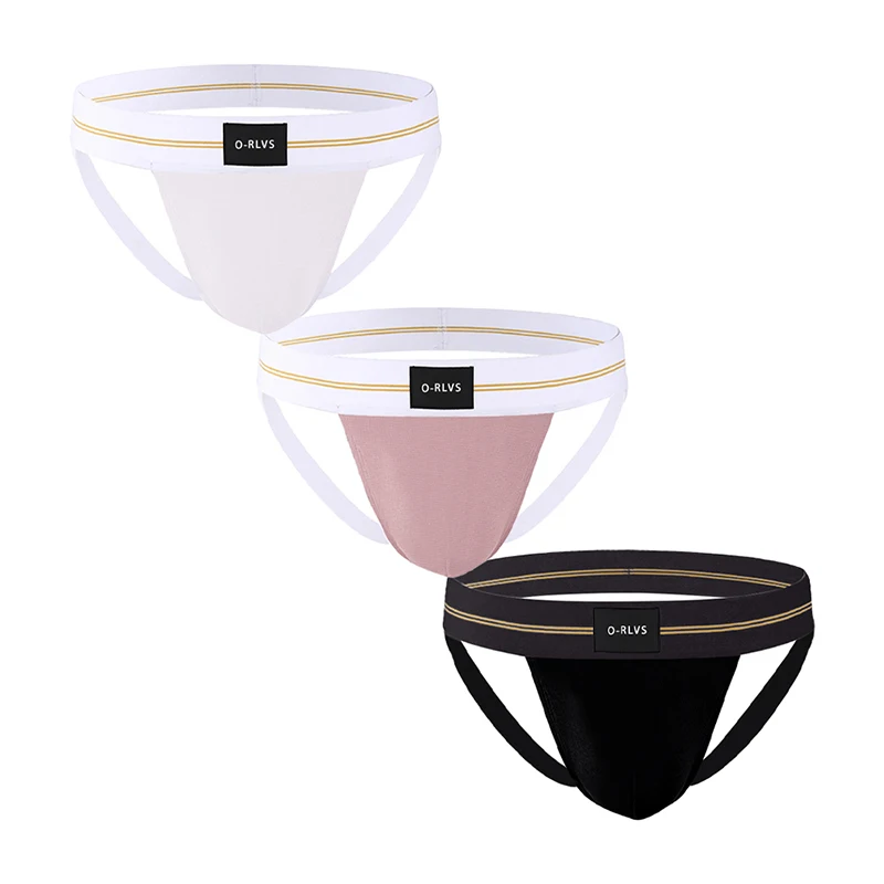 

Free Shipping 3Pcs/Lot Gay Sexy Jockstrap Men's Thong Underwear Set Modal Bikini Men Panties Dropship Wholesale Double Belt