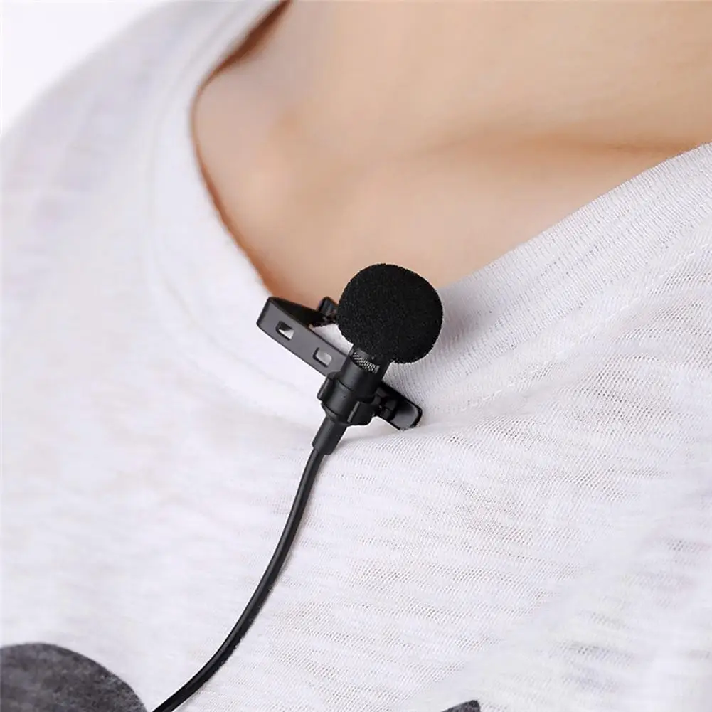 Portable Mini 3.5mm Jack Wired Clip on Lapel Lavalier Microphone Mic External Buttonhole Microphones for Mobile Phone PC