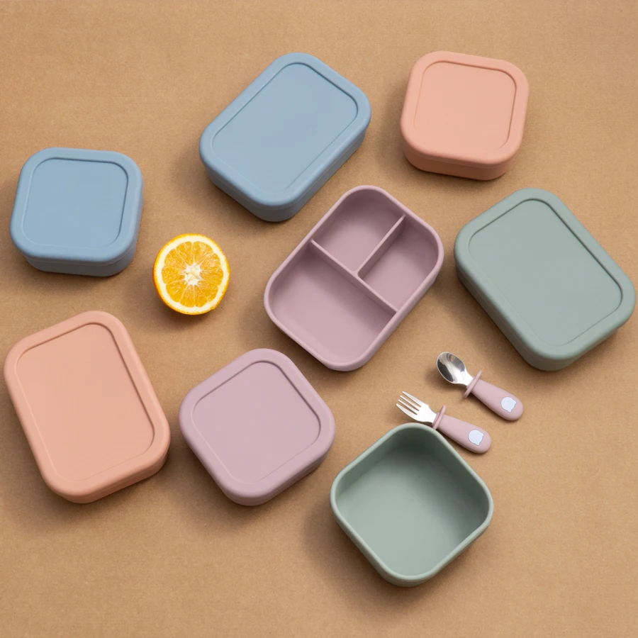 Baby Silicone Bowl Lunch Box Lunch Box With Lid Leak-Proof Soft Silicone Fresh-Keeping Food-Grade Silicone Material