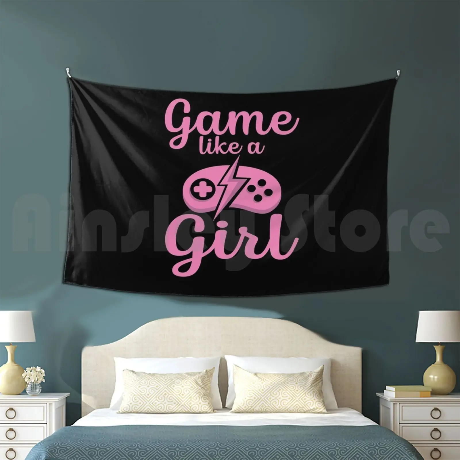 Girl Gamer Apparel Female Gaming Gift For Women Tapestry Living Room Bedroom Retro Game Keyboard Mouse Pro Gamer Arcade