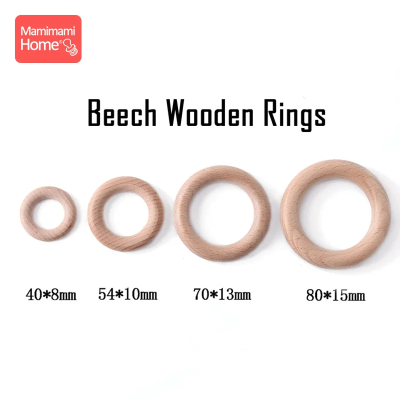 Wooden Ring Baby Teether Circle Beech Ring Natural Wood Rodent Teething Rings Baby Nursing DIY Bracelet Ornaments Accessories