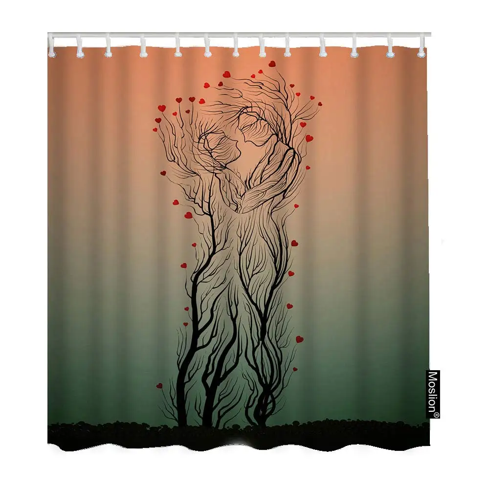 Two Trees Like Man and Woman Hug Each Other Love Heart Abstract Art Nature Funny Shower Curtain