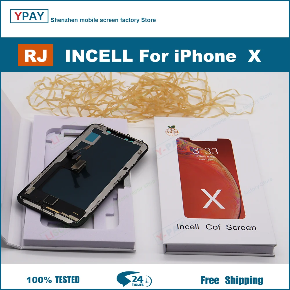 RJ Screen For iPhone X XR XsMax 11 12 13 14 14Plus LCD Display Touch Screen Digitizer Assembly No Dead Pixel Replacement Parts