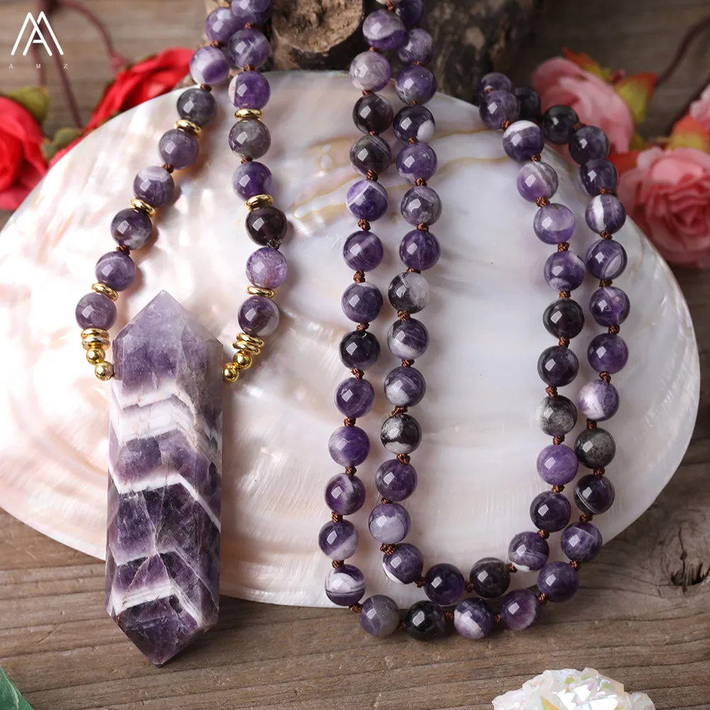 

Natural Dream Amethysts Quartz Pendant Handmade Necklace Maxime Pasqualini