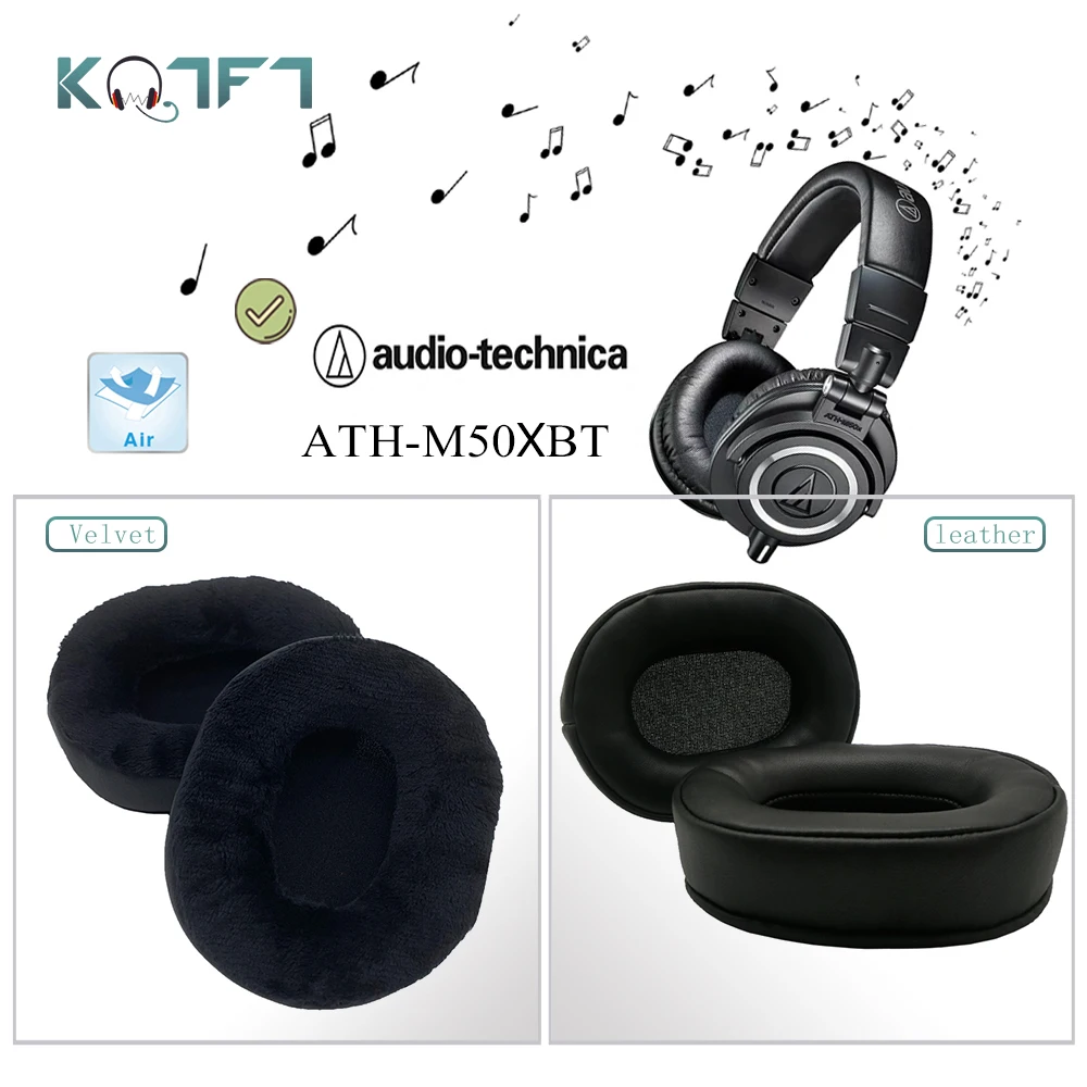 

KQTFT 1 Pair of Velvet leather Replacement EarPads for Audio Technica ATH-M50xbt Headset Earmuff Cover Cushion Cups