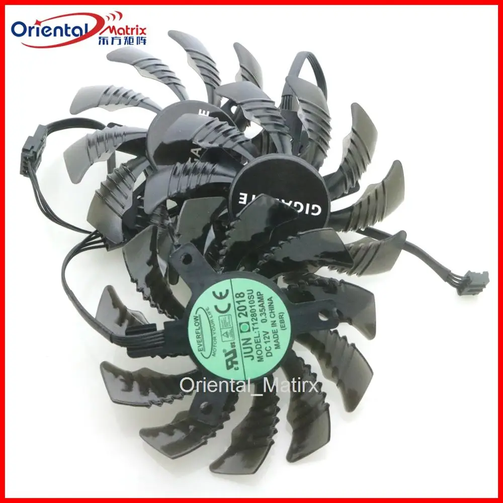 

3pcs/lot T128010SU DC12V 0.35AMP 75mm VGA Fan 4Pin For Gigabyte Graphics Card Cooling Fan