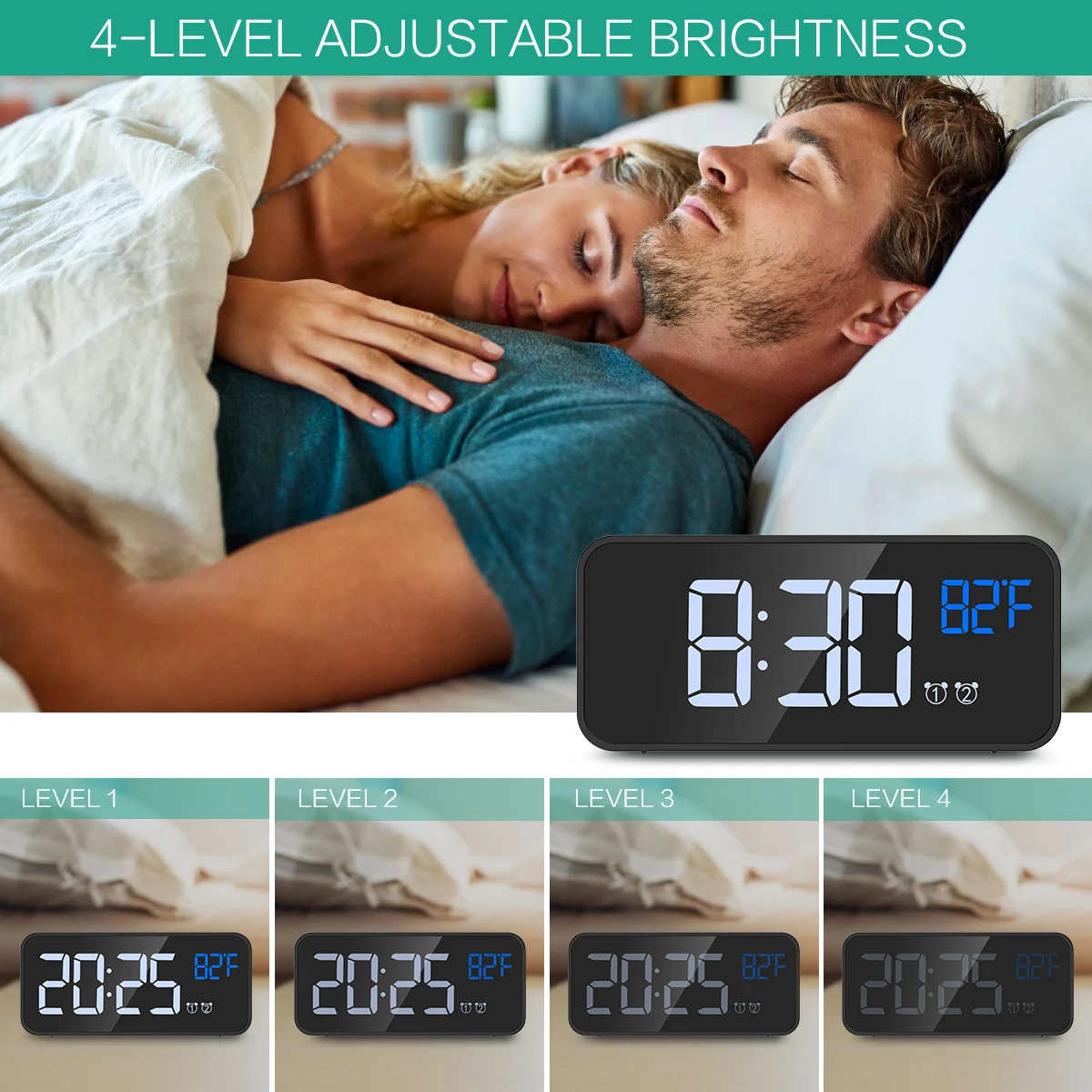 Despertador LED ORIA con Termómetro, Control Vocal y Retroiluminación - imagen 4