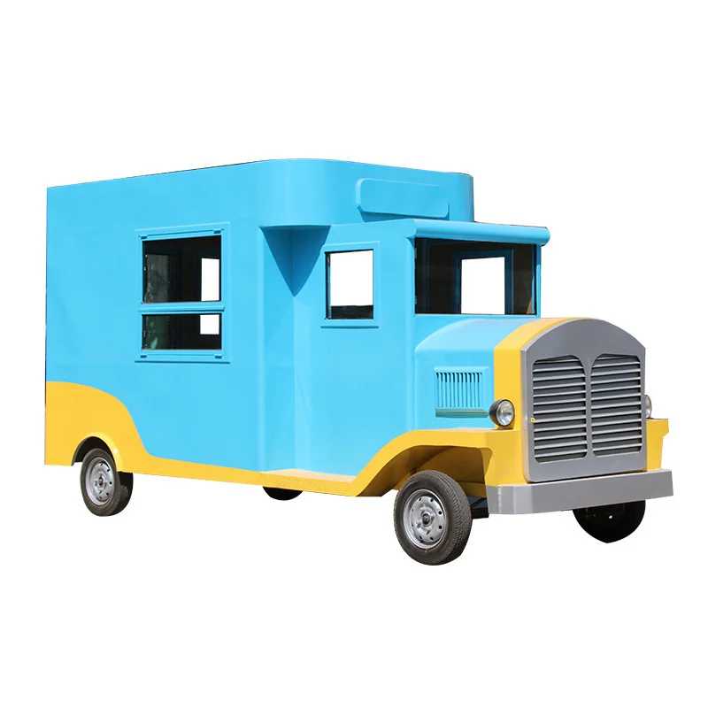 

Fast Street Food Vending Cart 4 Wheels Coffee Ice Cream Truck Dining Car Mobile Food Trailer for Europe Vendors Hotdog Food Cart