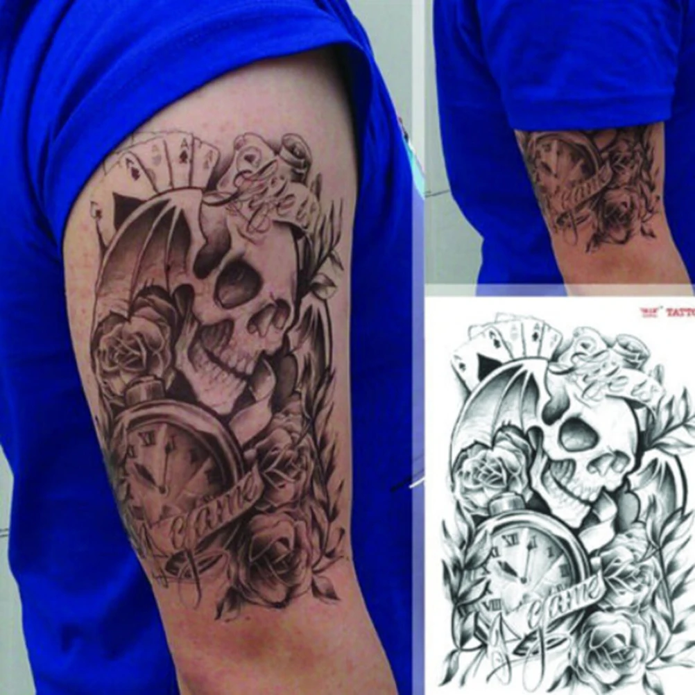 3D ขนาดใหญ่กันน้ำชั่วคราว TATTOO แขนการแปลง Tattoos สักปลอมสติกเกอร์แฟลชหลายสไตล์