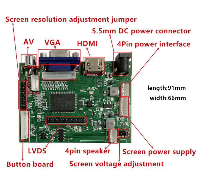 Imagem -06 - Polegada Monitor de Tela Hdmi-vga-av2 Compatível Driver Placa Controle para Raspberry pi Computador Tela Secundária 10.1 14 15.6