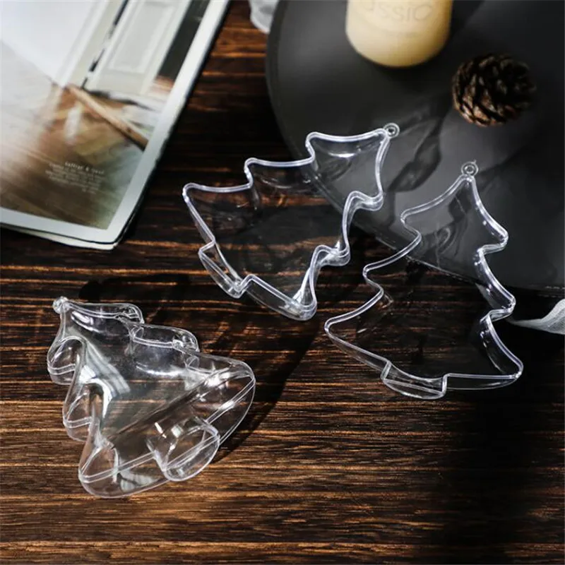 

15pcs Plastic Christmas Tree Transparent Clear Decoration Xmas Tree Ornaments Home Party Holiday Decor Decoration Supplies