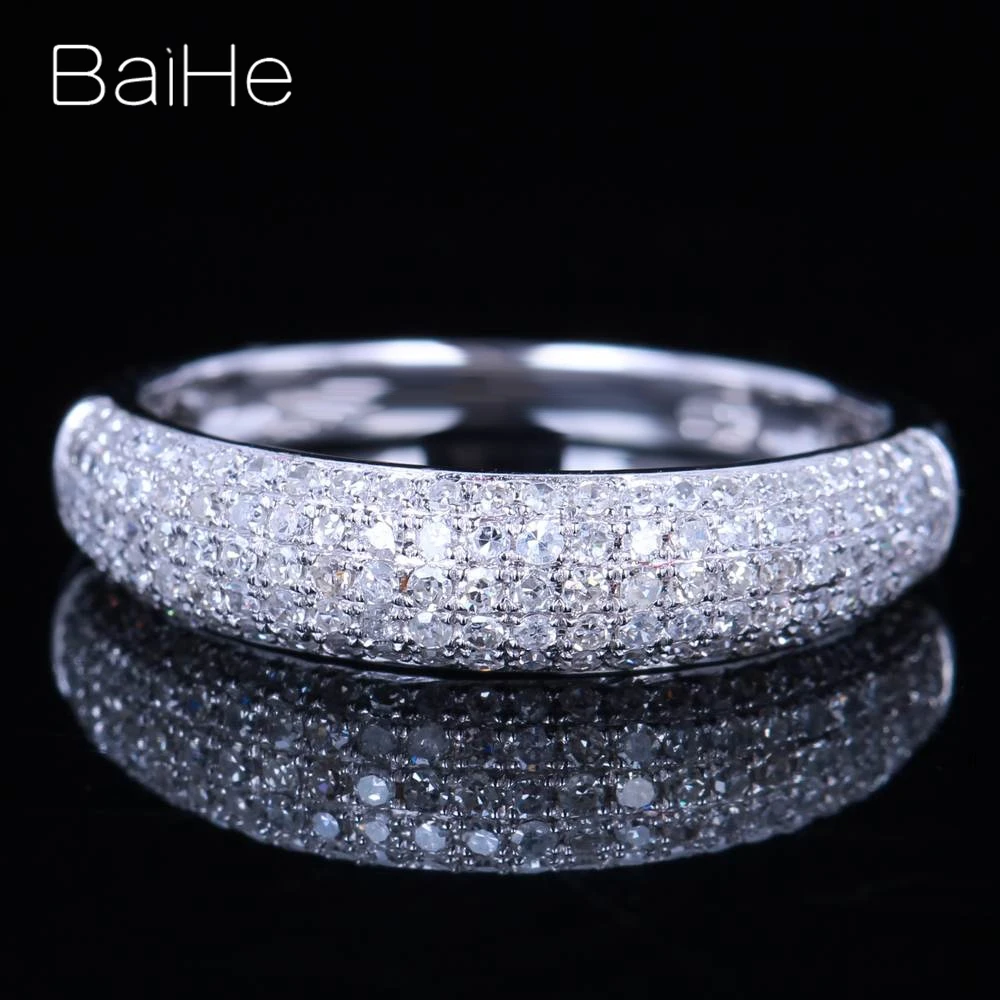 

BAIHE Solid 14K White Gold 0.5CT H/SI Round Natural Diamonds Wedding Women Trendy Fine Jewelry Diamond Ring