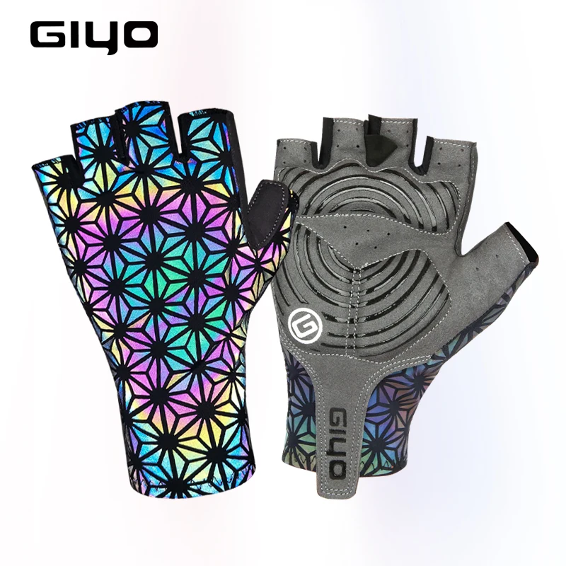 GIYO Luminous rękawice rowerowe antypoślizgowe MTB kolarstwo krótkie pół palca rękawice motocyklowe Outdoor Sport rękawiczki dla mężczyzn kobiety