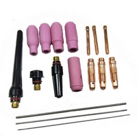 17Pcs Welders Welding Torch TIG Cup Collet Body Nozzle Kit Tungsten Electrode For WP-17/18/26 TIG Welding Torch